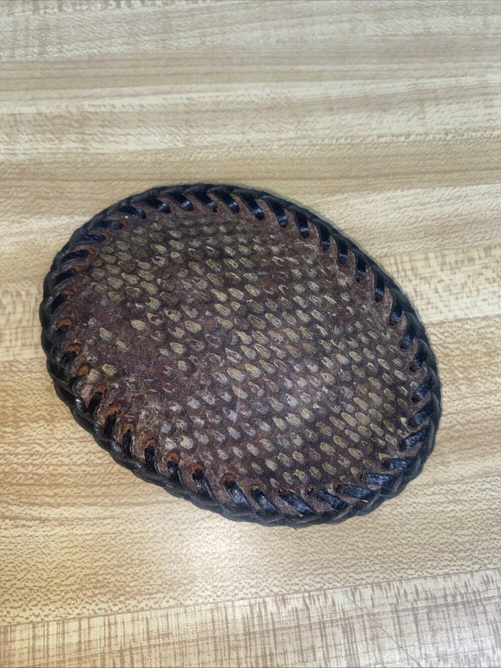 Snakeskin Belt Buckle Cowboy Reptile Oval 4” X 3” Handmade